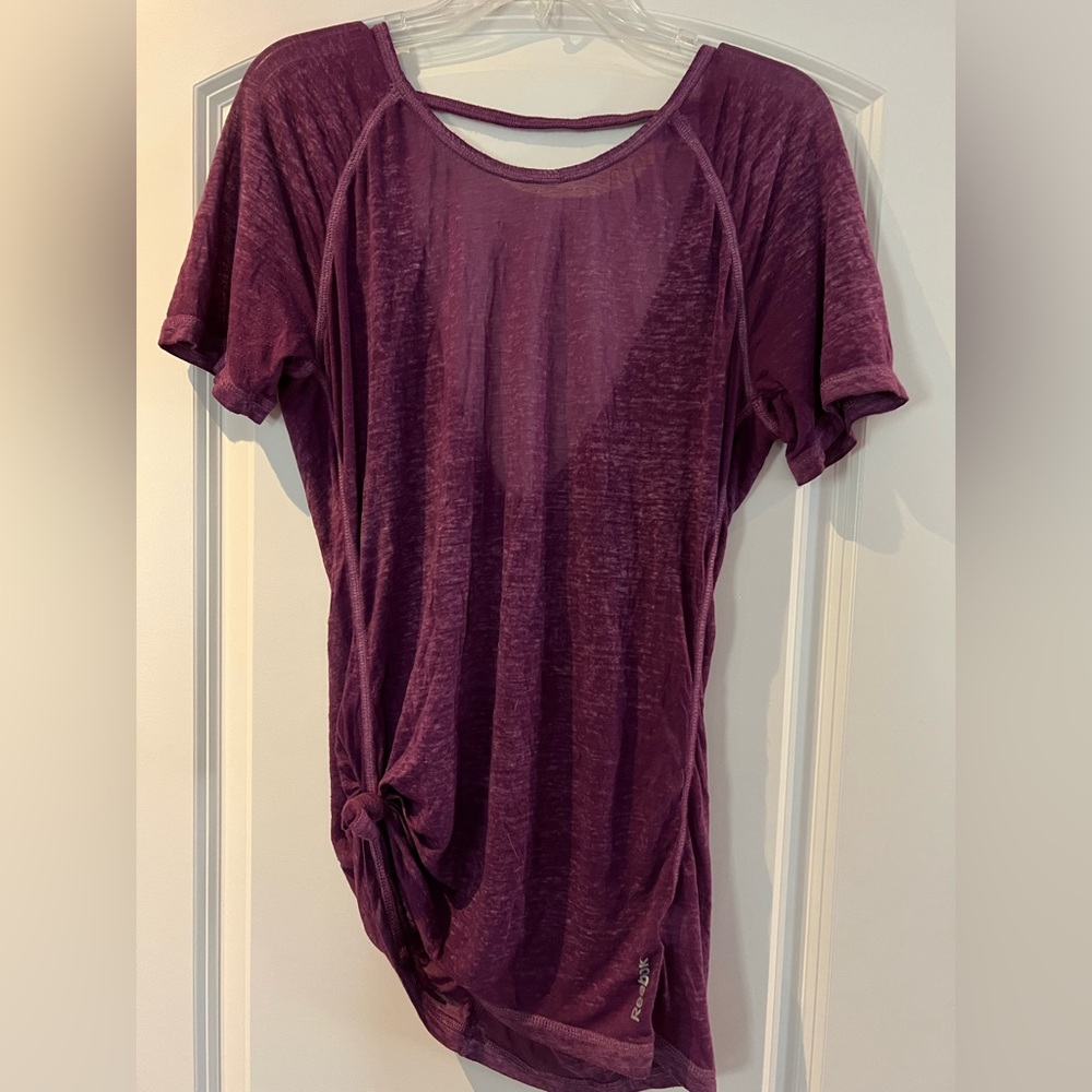Reebok - Purple Short Sleeve Sheer Workout Top - Size medium